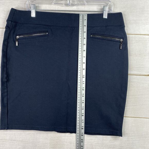 Liverpool Skirt Womens 14 Navy Blue Ponte Zip Pockets Mini Stretch Pull On - Picture 4 of 9
